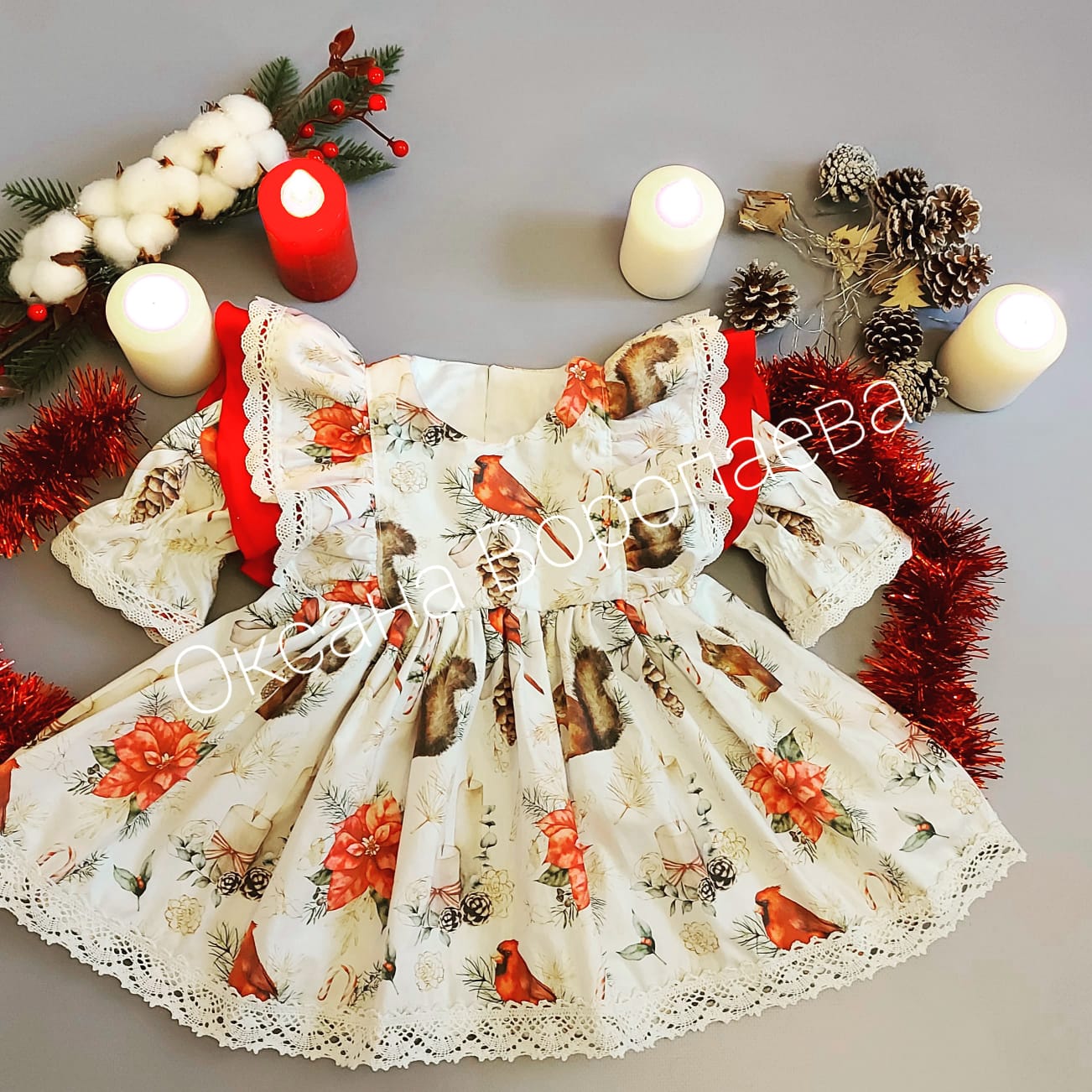 Детское праздничное платье на новогодний утренник на подкладе - цена 2700 руб.